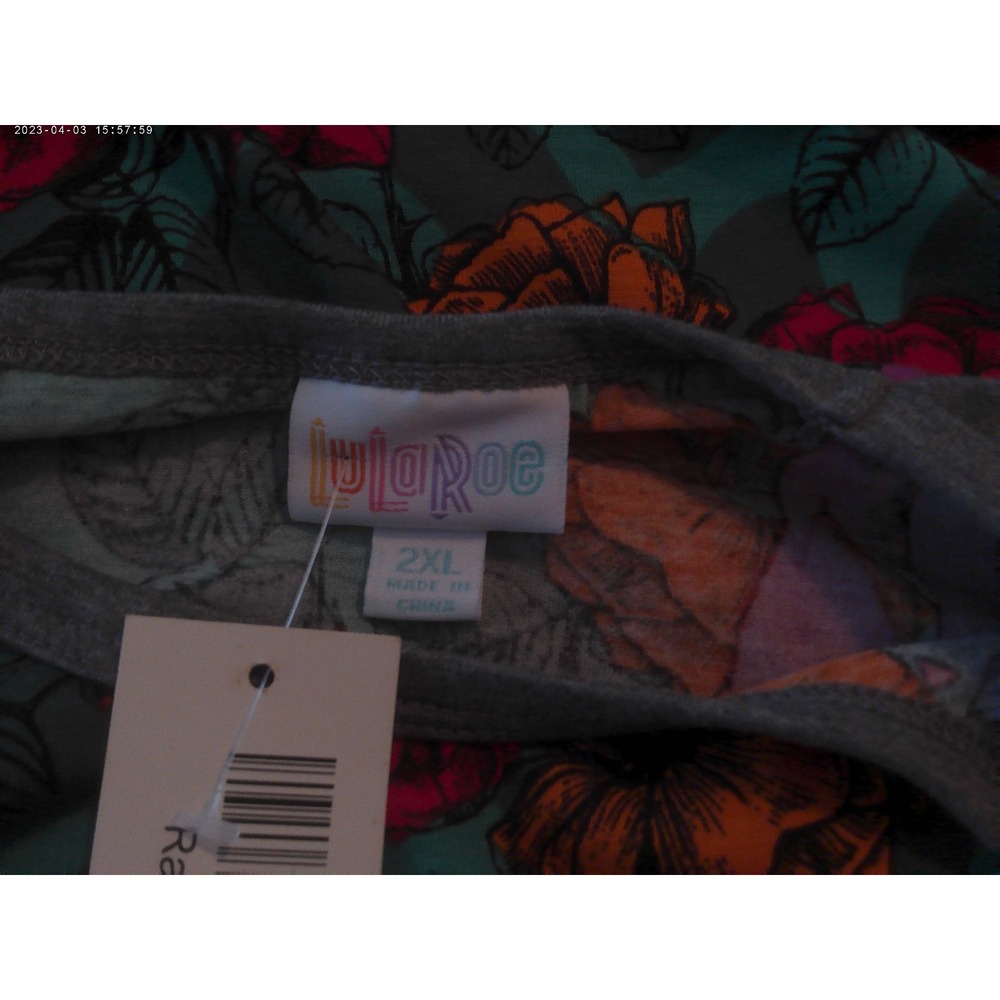 LULAROE RANDY WOMENS TEE SIZE 2XL NWT FLORAL W/GREY SLEEVES (RN5) - Picture 5 of 5